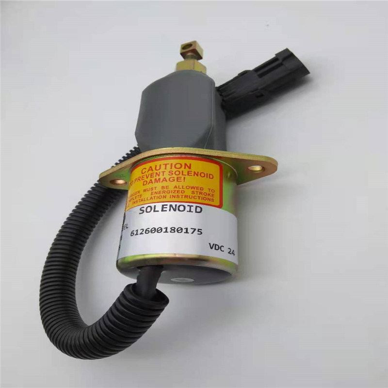 612600180175 Durdurma Solenoid Valfı DOOSAN DX50 Lastikli Yükleyici Motor Parçası Siyah Fiş Için Fit
